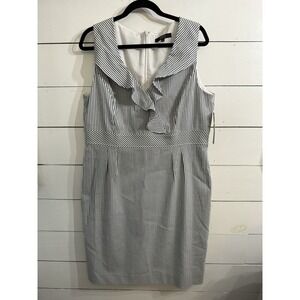Alex Marie Blue White Striped Seersucker‎ Sheath Dress Size 18 MSRP $129 NWT